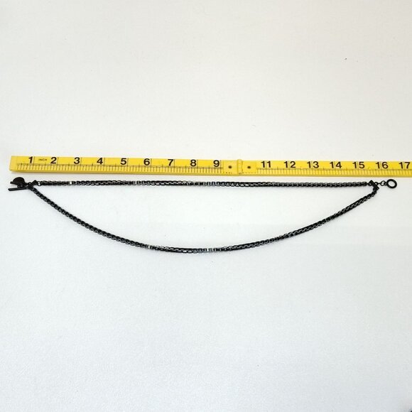 Nine West Double Strand Stainless Steel Square Link Chain Necklace Toggle Clasp - Picture 7 of 7